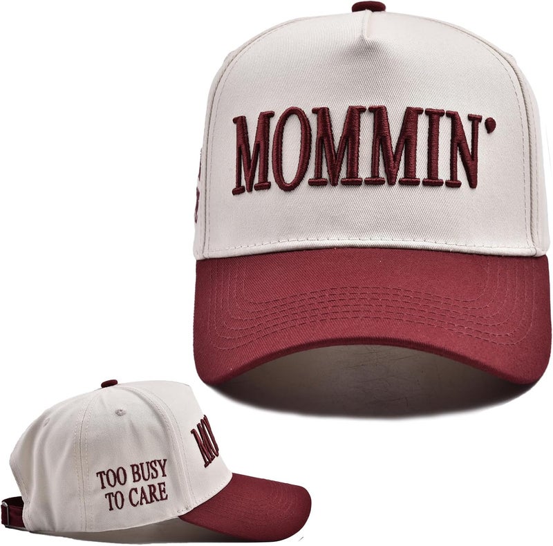 Asadovce Mommin Trucker Hat for Women Embroidered Mom Baseball Cap Adjustable Canvas Vintage Hat for Casual Wear - Image 1